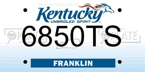 6850TS Kentucky License Plate