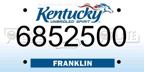 6852500 Kentucky License Plate