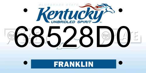 68528D0 Kentucky License Plate