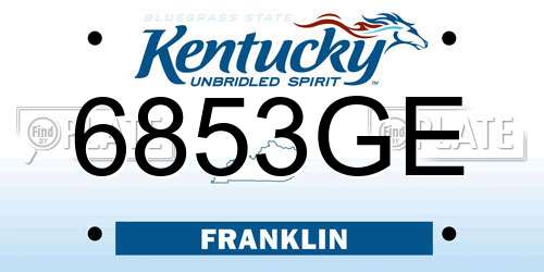 6853GE Kentucky License Plate