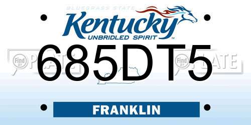 685DT5 Kentucky License Plate