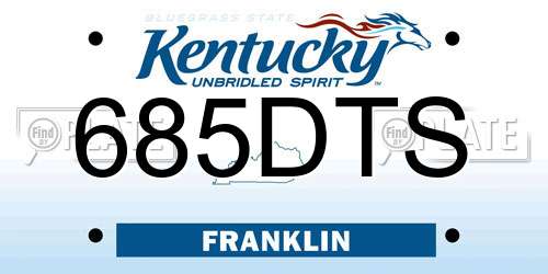 685DTS Kentucky License Plate