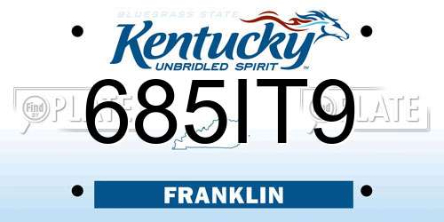 685IT9 Kentucky License Plate