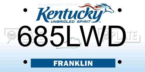 685LWD Kentucky License Plate