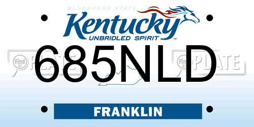 685NLD Kentucky License Plate