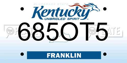 685OT5 Kentucky License Plate