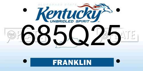 685Q25 Kentucky License Plate