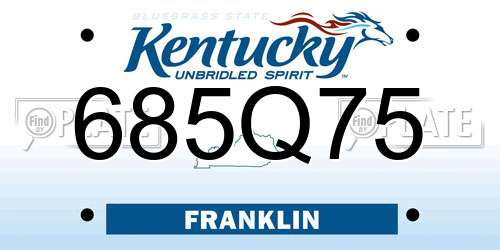 685Q75 Kentucky License Plate