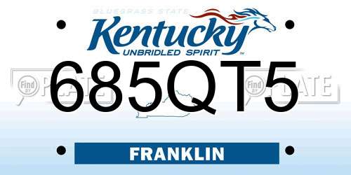 685QT5 Kentucky License Plate