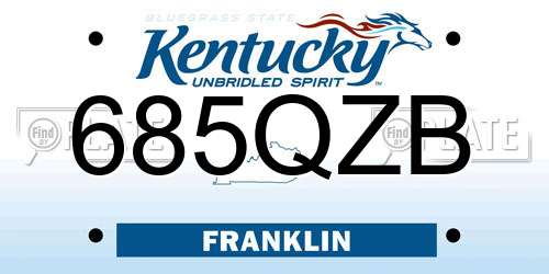 685QZB Kentucky License Plate