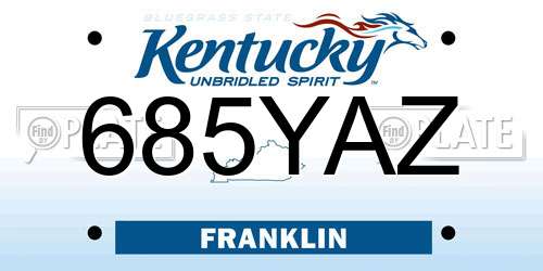 685YAZ Kentucky License Plate