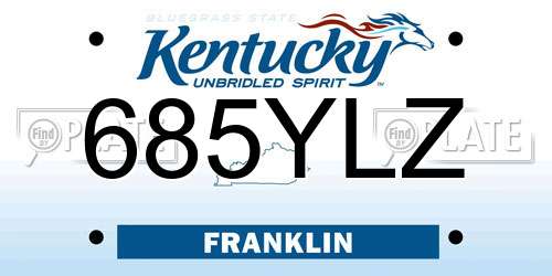 685YLZ Kentucky License Plate