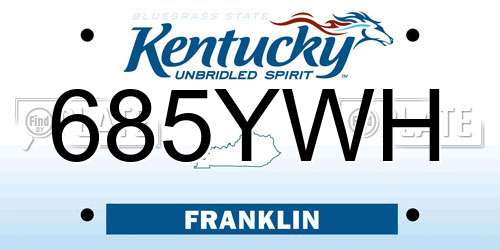 685YWH Kentucky License Plate