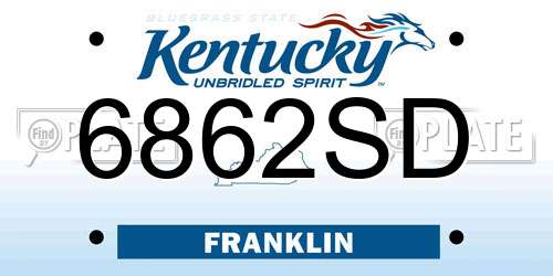 6862SD Kentucky License Plate