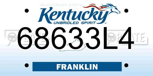 68633L4 Kentucky License Plate