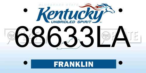 68633LA Kentucky License Plate