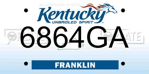 6864GA Kentucky License Plate