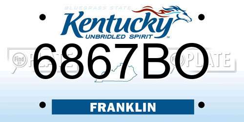 6867BO Kentucky License Plate