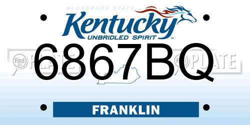 6867BQ Kentucky License Plate