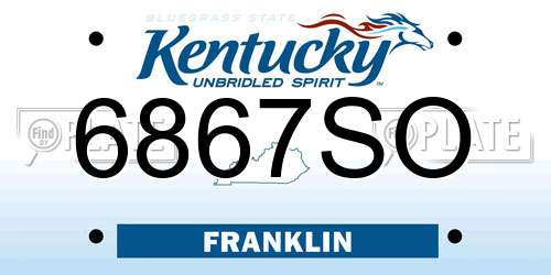 6867SO Kentucky License Plate