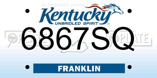 6867SQ Kentucky License Plate