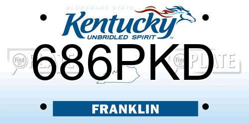 686PKD Kentucky License Plate