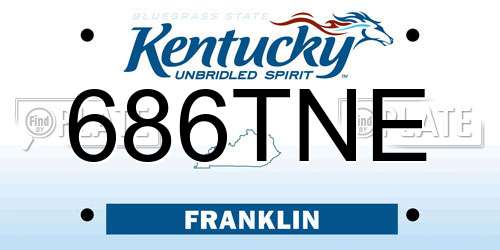 686TNE Kentucky License Plate