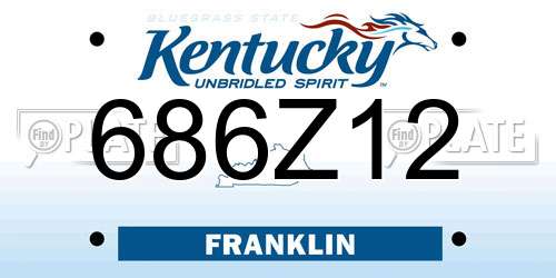 686Z12 Kentucky License Plate