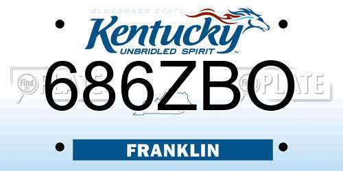 686ZBO Kentucky License Plate