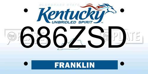 686ZSD Kentucky License Plate