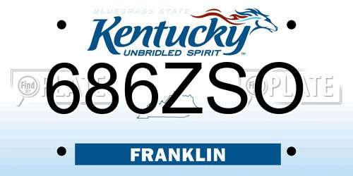 686ZSO Kentucky License Plate