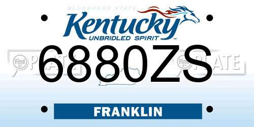 6880ZS Kentucky License Plate