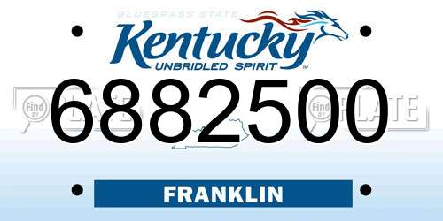 6882500 Kentucky License Plate