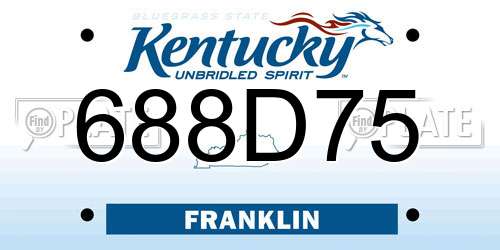 688D75 Kentucky License Plate