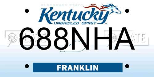 688NHA Kentucky License Plate