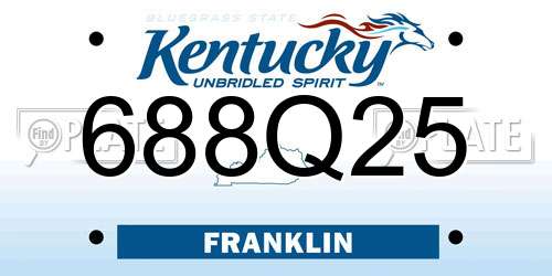 688Q25 Kentucky License Plate