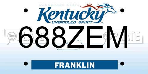 688ZEM Kentucky License Plate