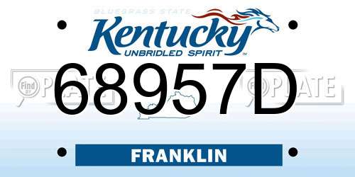 68957D Kentucky License Plate