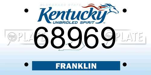 68969 Kentucky License Plate