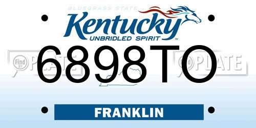 6898TO Kentucky License Plate