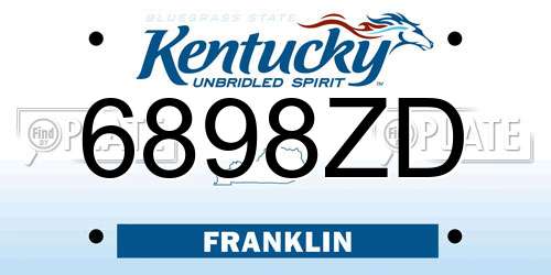 6898ZD Kentucky License Plate