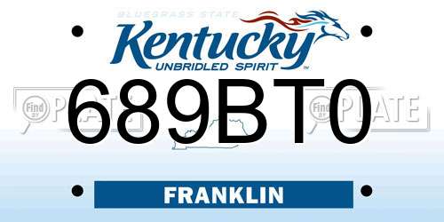 689BT0 Kentucky License Plate