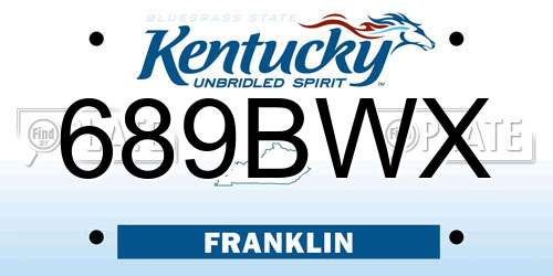 689BWX Kentucky License Plate