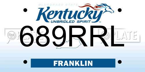 689RRL Kentucky License Plate