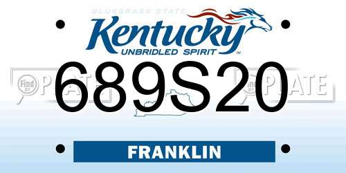 689S20 Kentucky License Plate