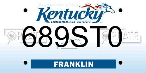 689ST0 Kentucky License Plate