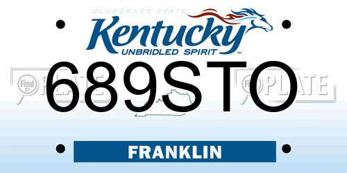 689STO Kentucky License Plate