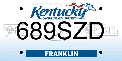 689SZD Kentucky License Plate
