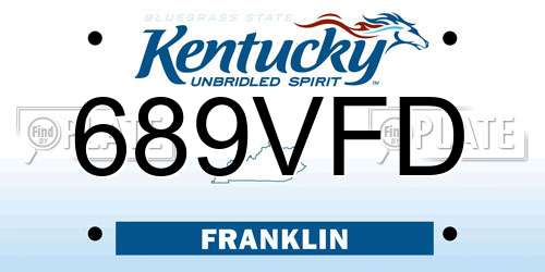 689VFD Kentucky License Plate