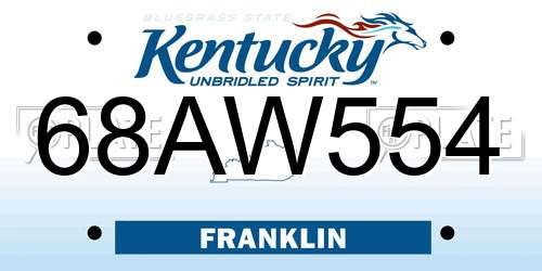 68AW554 Kentucky License Plate